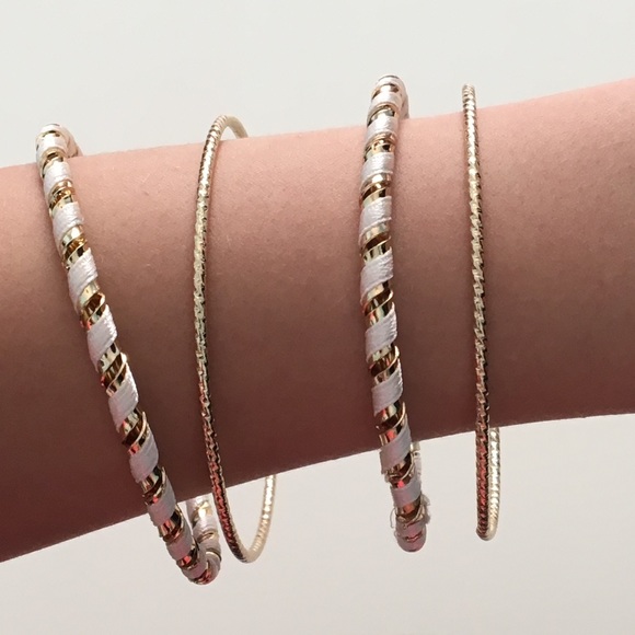 White and Gold set of 4 bracelets 👌🏻💘 - Picture 1 of 3